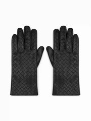 FAUX LEATHER WOVEN GLOVES