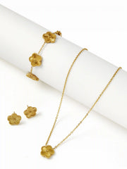 3PCS FLOWER EARRINGS & BRACELET & NECKLACE  SET