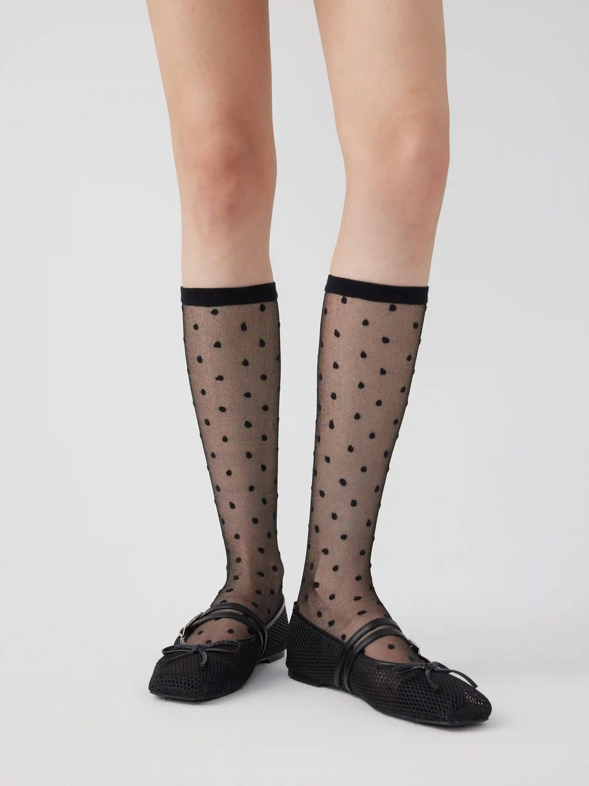 POLKA DOT LACE OVER THE CALF SOCKS