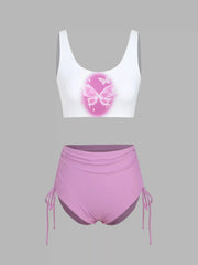 Butterfly Drawstring Tankini Swimsuit