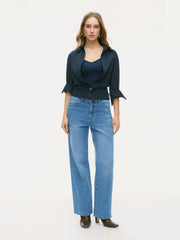 Two-piece Striped Collar Shirt & Solid Cami Top