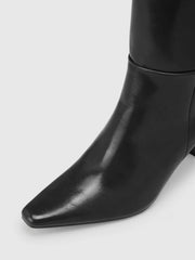 POINTED TOE CHUNKY HEEL KNEE HIGH BOOTS