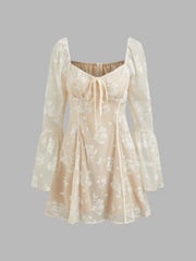 Sweetheart Floral Lace Knotted Mini Dress