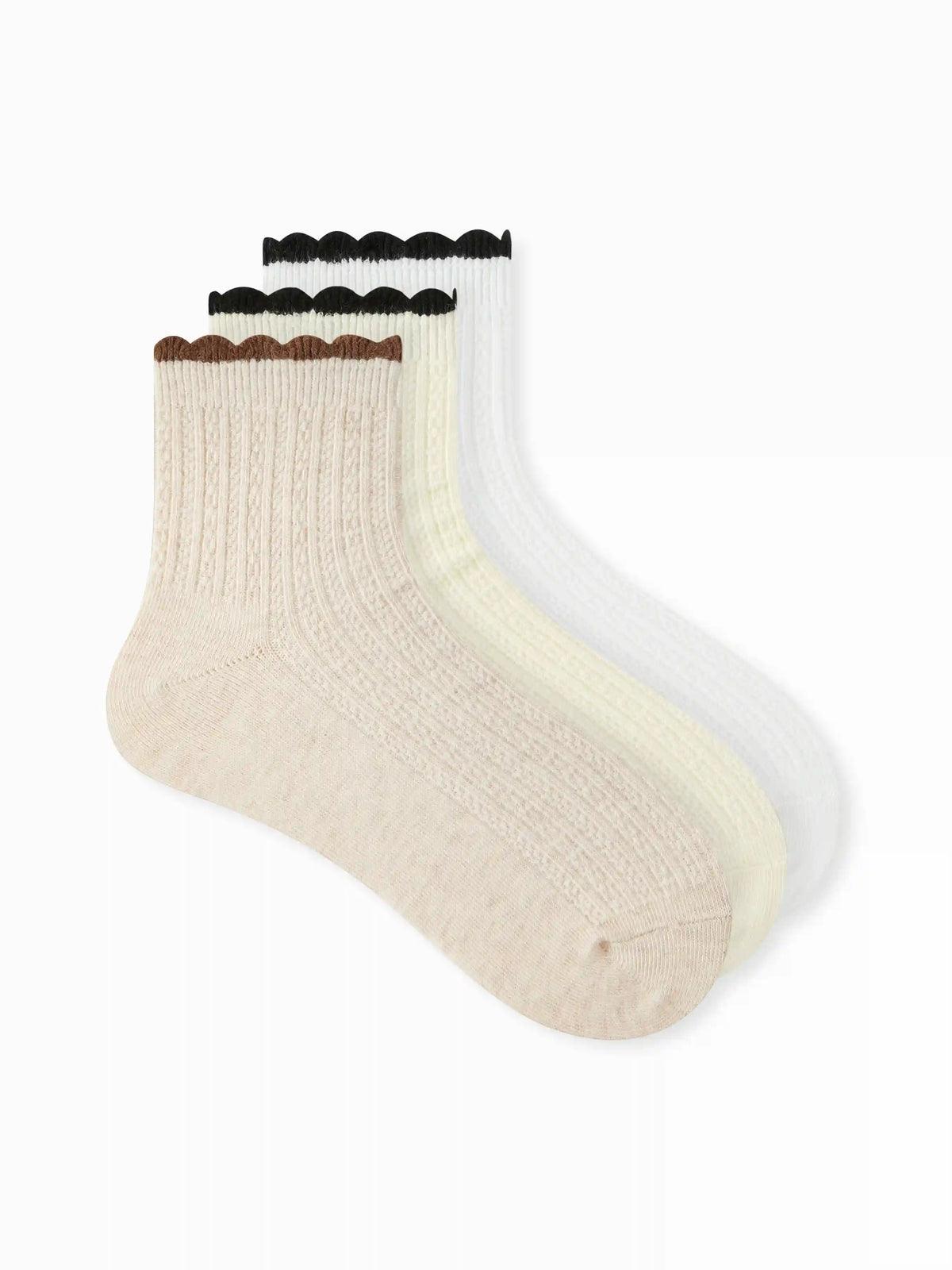 3 PAIRS RIBBED CREW SOCKS SET