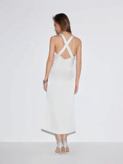 Satin Lace Panel V-neck Mermaid Maxi Dress