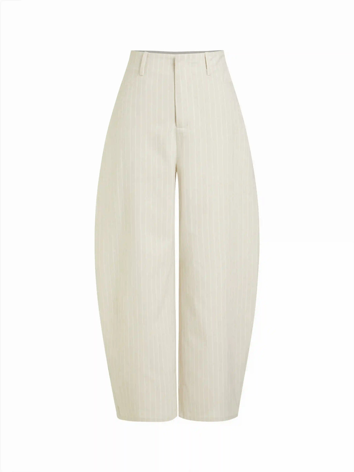 Linen-blend Mid Rise Striped Tapered Trousers