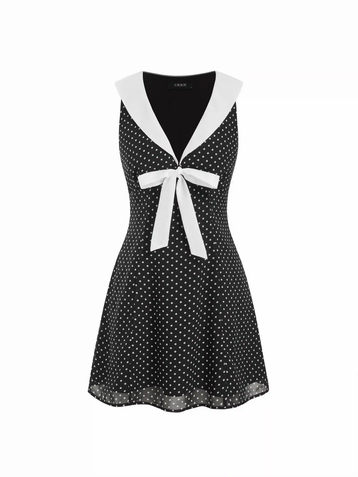 Chiffon Polka Dot Sailor Collar Bowknot A-line Mini Dress