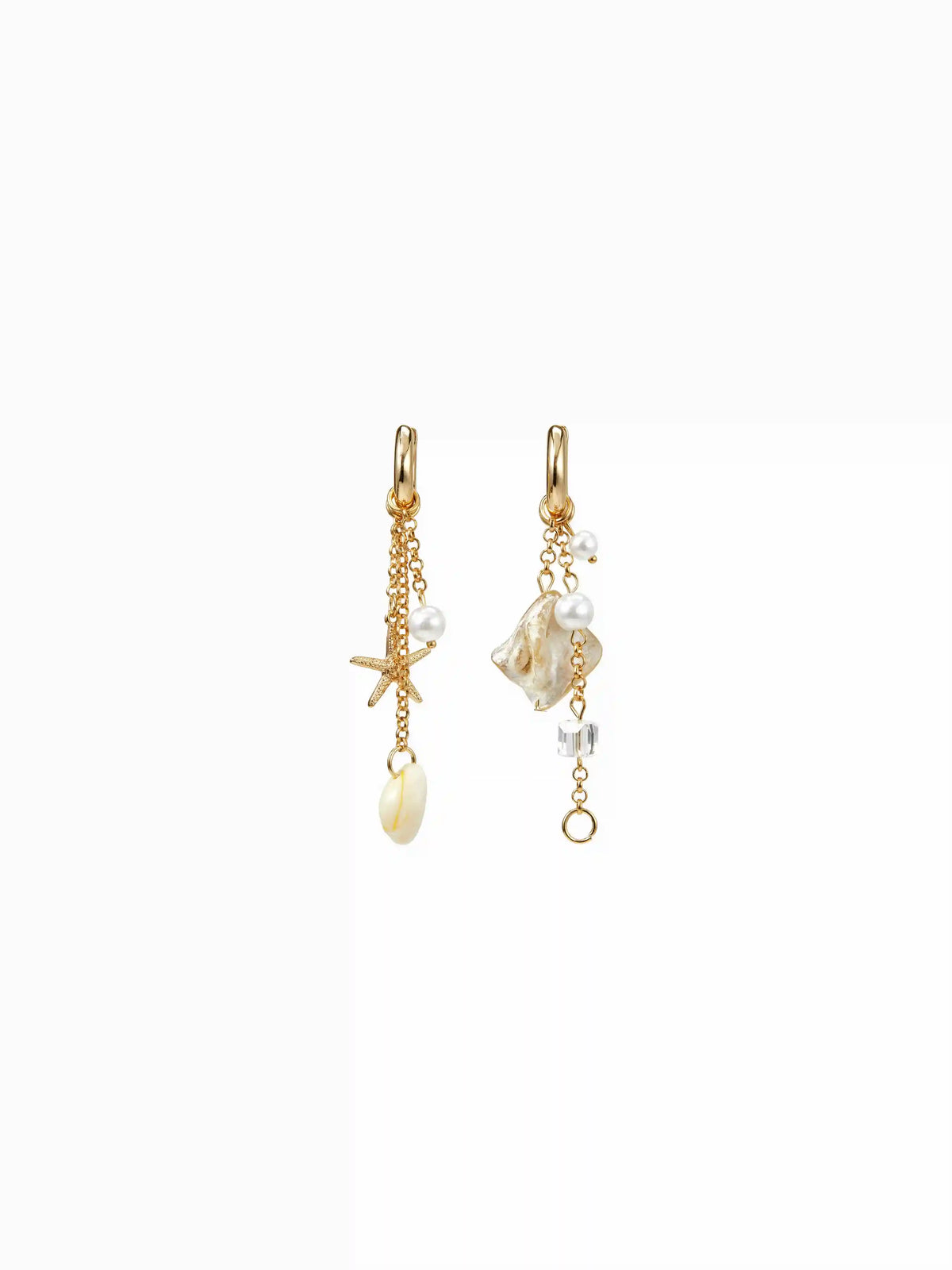 STARFISH & SHELL DROP EARRINGS