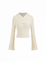 Knit Hooded Tank Top & Long Sleeve Shrug