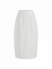 Cotton-blend Mid Rise Bubble Maxi Skirt