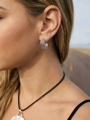 4 PAIRS TWISTED & RHINESTONE HOOP EARRINGS SET