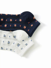 2 PAIRS FLOWER PATTERN ANKLE SOCKS