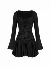 Square Neck Ruched Ruffle Hem Cami Mini Dress With Shrug