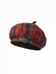 TARTAN STAR BUCKLE BERET HAT