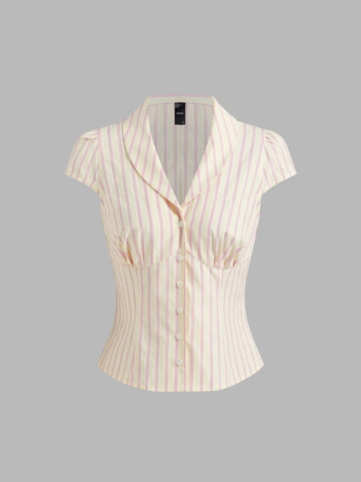 Cotton-blend Collar Stripe Button Shirt