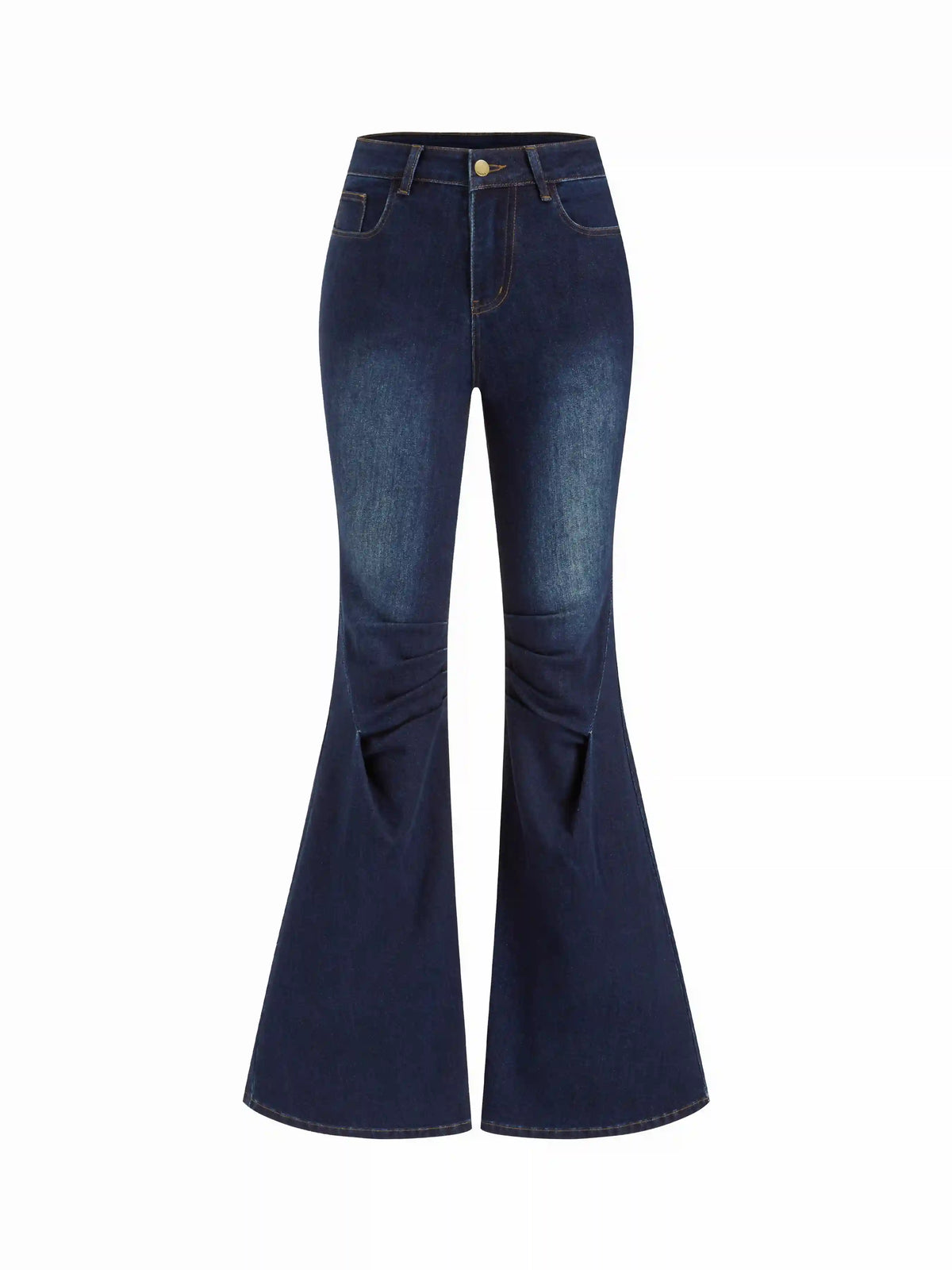 Stretch Cider Denim Low Rise Washed Ruched Flared Jeans