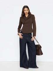 Collar Wrap Button Tie Back Blazer