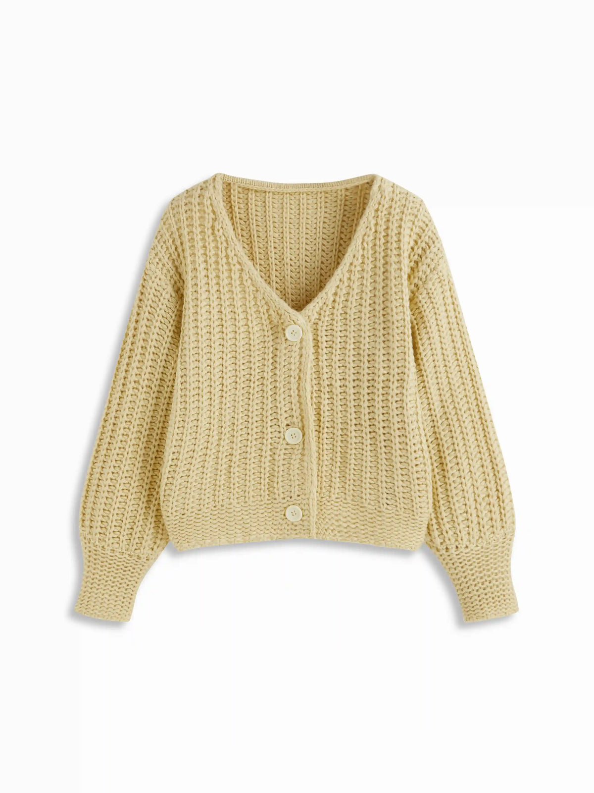 V-neck Button Chunky Knit Oversized Cardigan