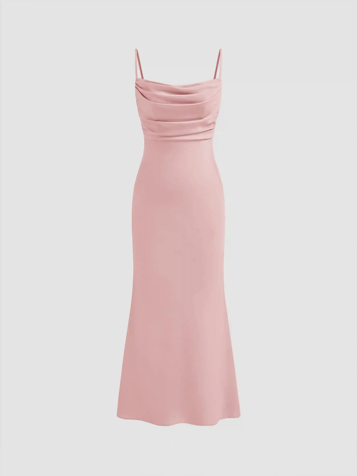 Satin Square Neck Ruched Lace Maxi Dress