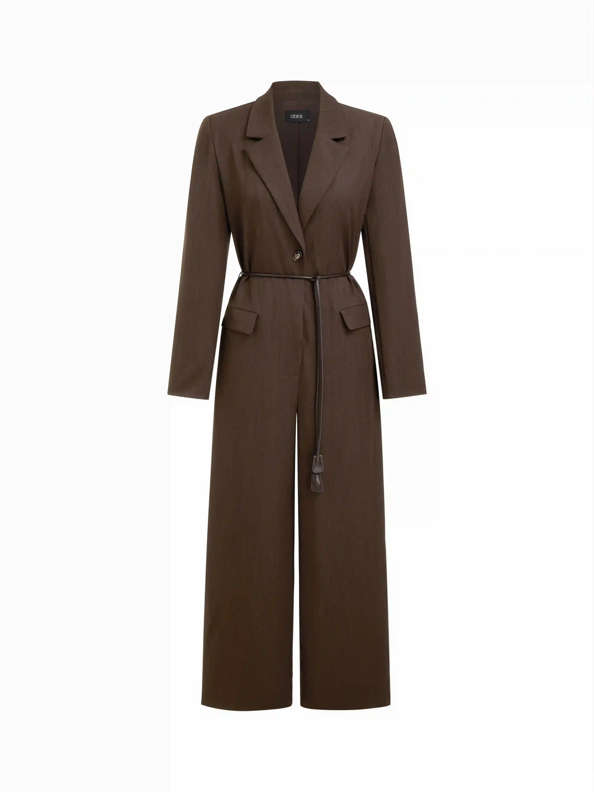 Collar Long Sleeve Wide Leg Oversized Jumpsuit With Belt