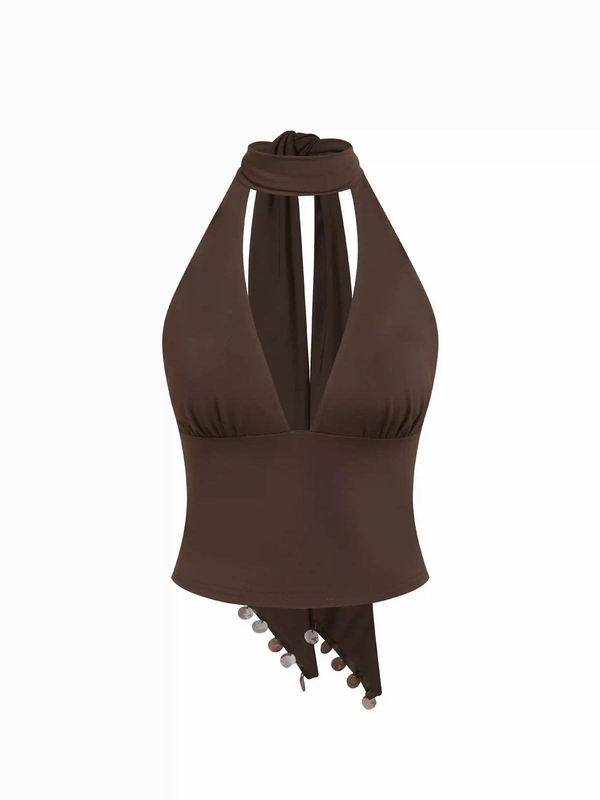 High Stretch Halter Neckline Crop Tank Top with Scarf