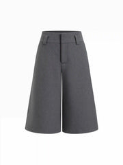Mid Rise Wide Leg Bermuda Shorts