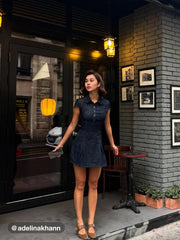 Denim Collar Button Mini Dress
