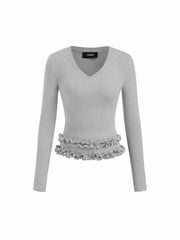 V-neck Lettuce Trim Tee