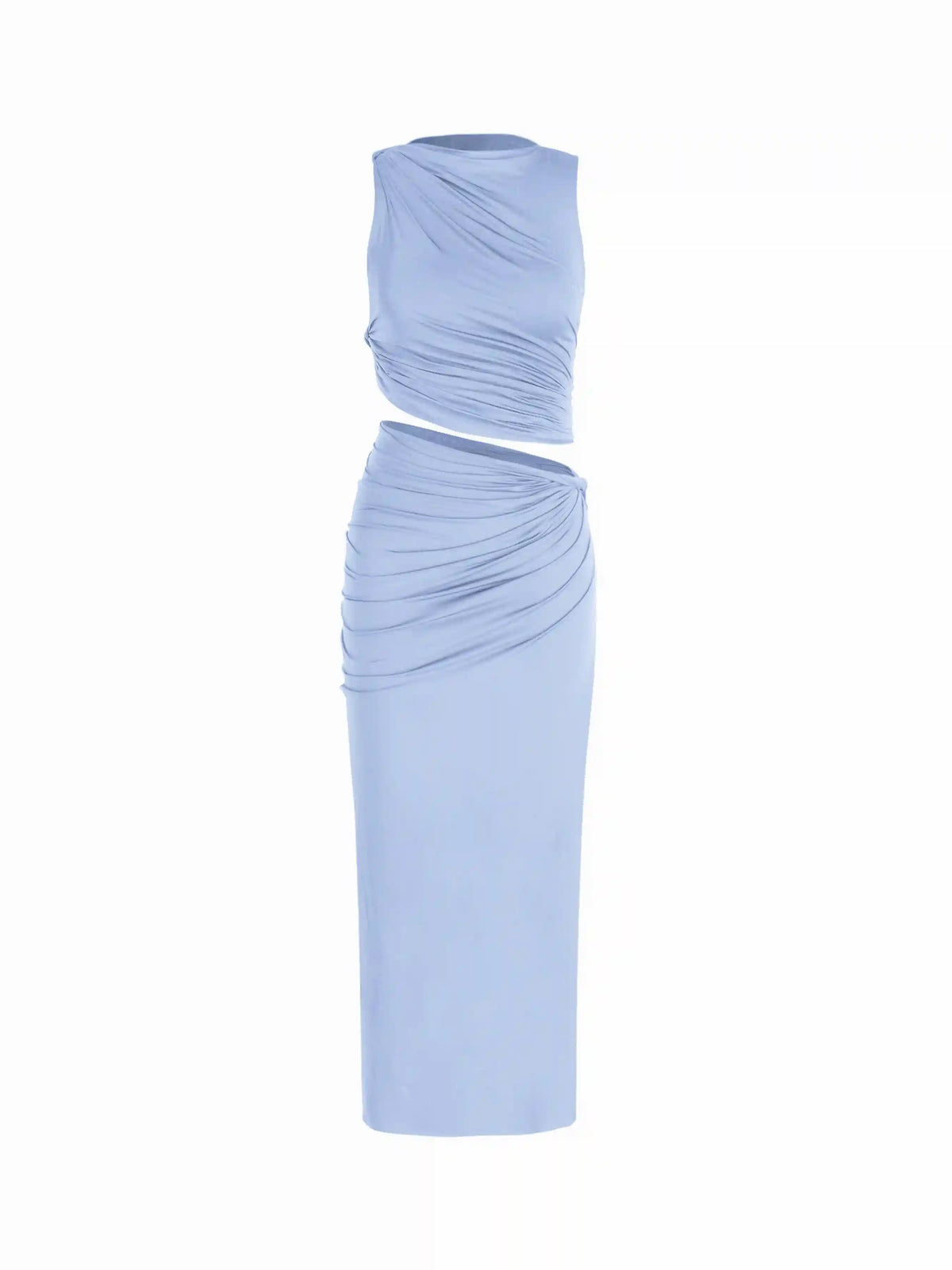 Knotted Ruched Crop Tank Top & Maxi Skirt Set