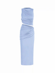 Knotted Ruched Crop Tank Top & Maxi Skirt Set