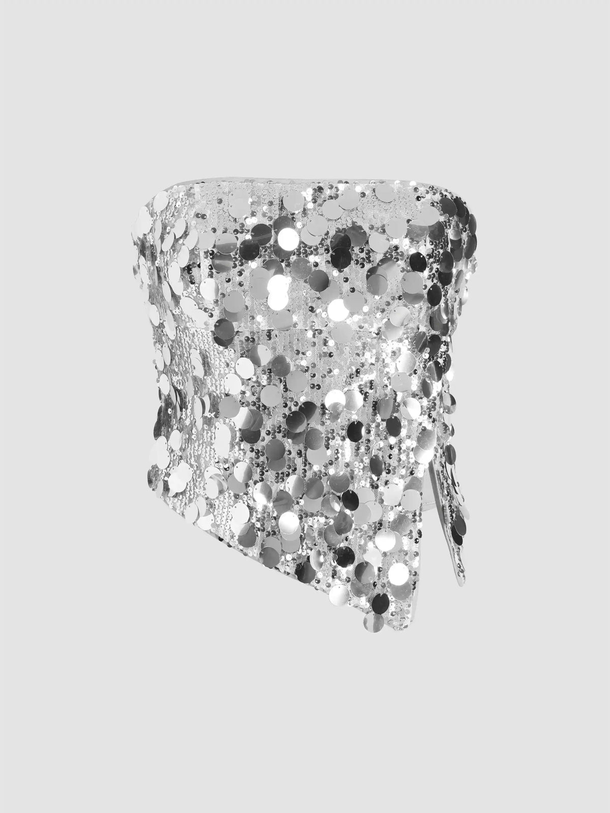 Sequin Asymmetrical Split Tube Crop Top