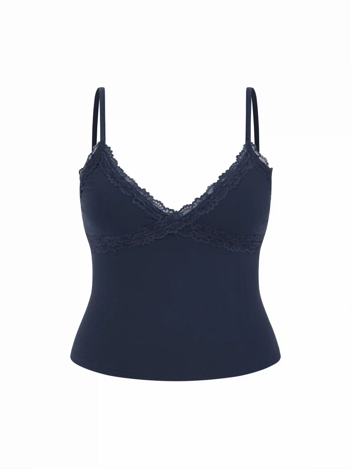 Cotton-blend V-neck Lace Trim Cami Top Curve & Plus