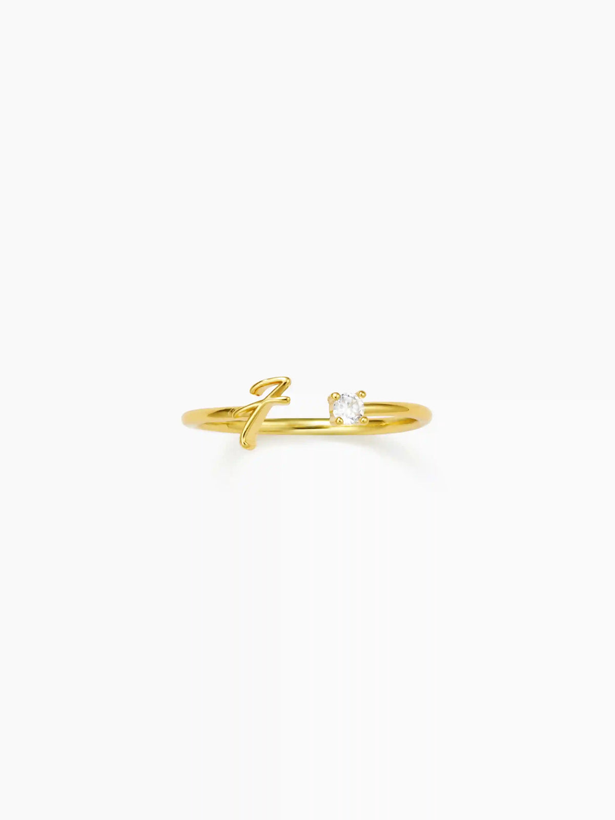 LETTER ZIRCON STAINLESS STEEL OPEN RING