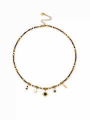 BOHO BEADED SUN & STAR PENDANT NECKLACE