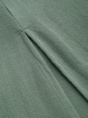 Linen-blend V-neck Solid Ruffle Split Maxi Dress