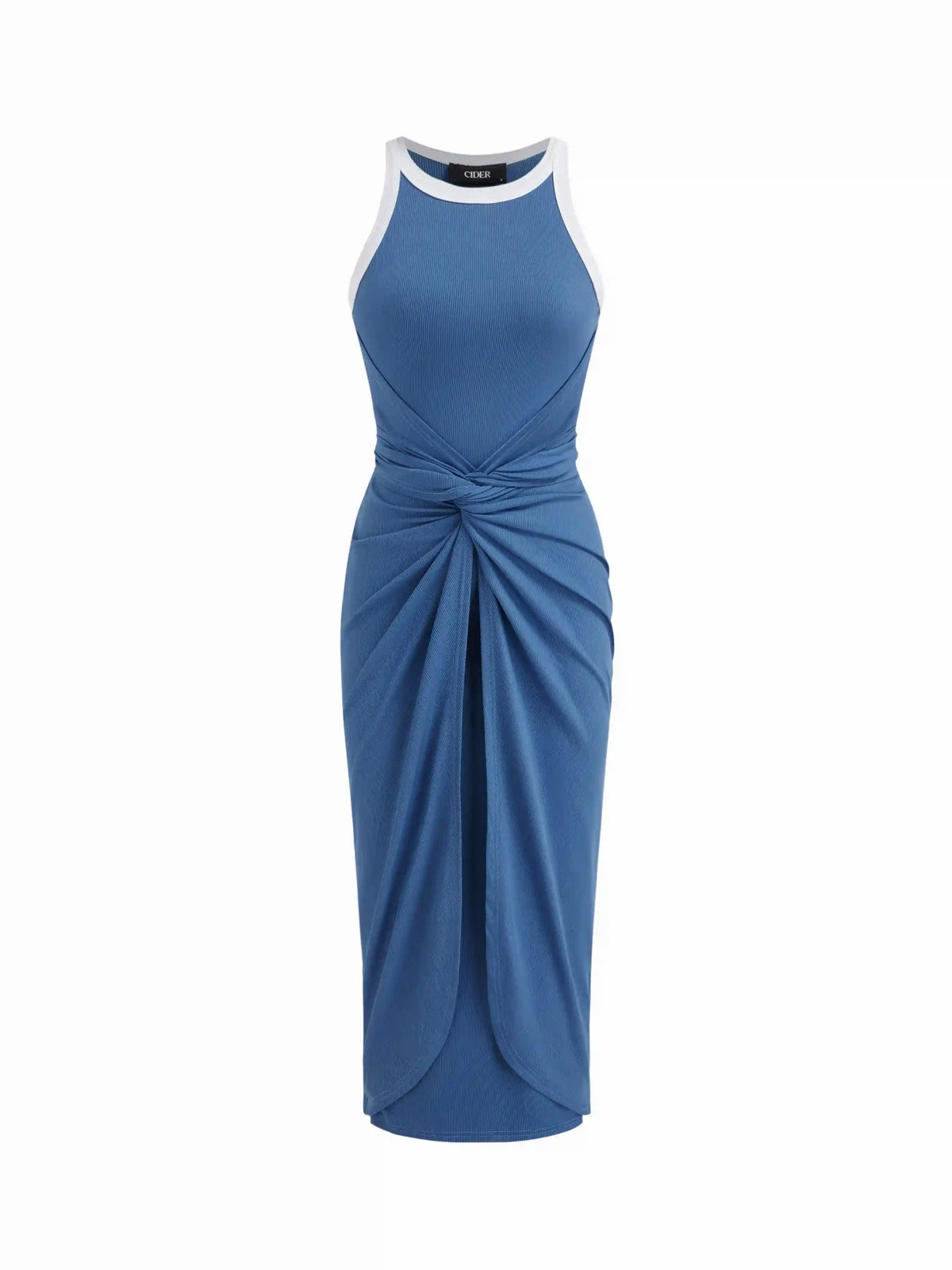 Contrasting Binding Twisted Knotted Tank Maxi Dress