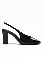 SQUARE TOE SLINGBACK CHUNKY HEELS