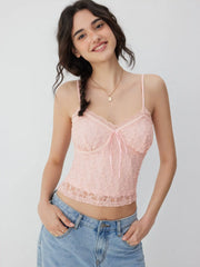 Lace Textured Crop Cami Top