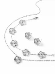 3PCS FLOWER EARRINGS & BRACELET & NECKLACE  SET