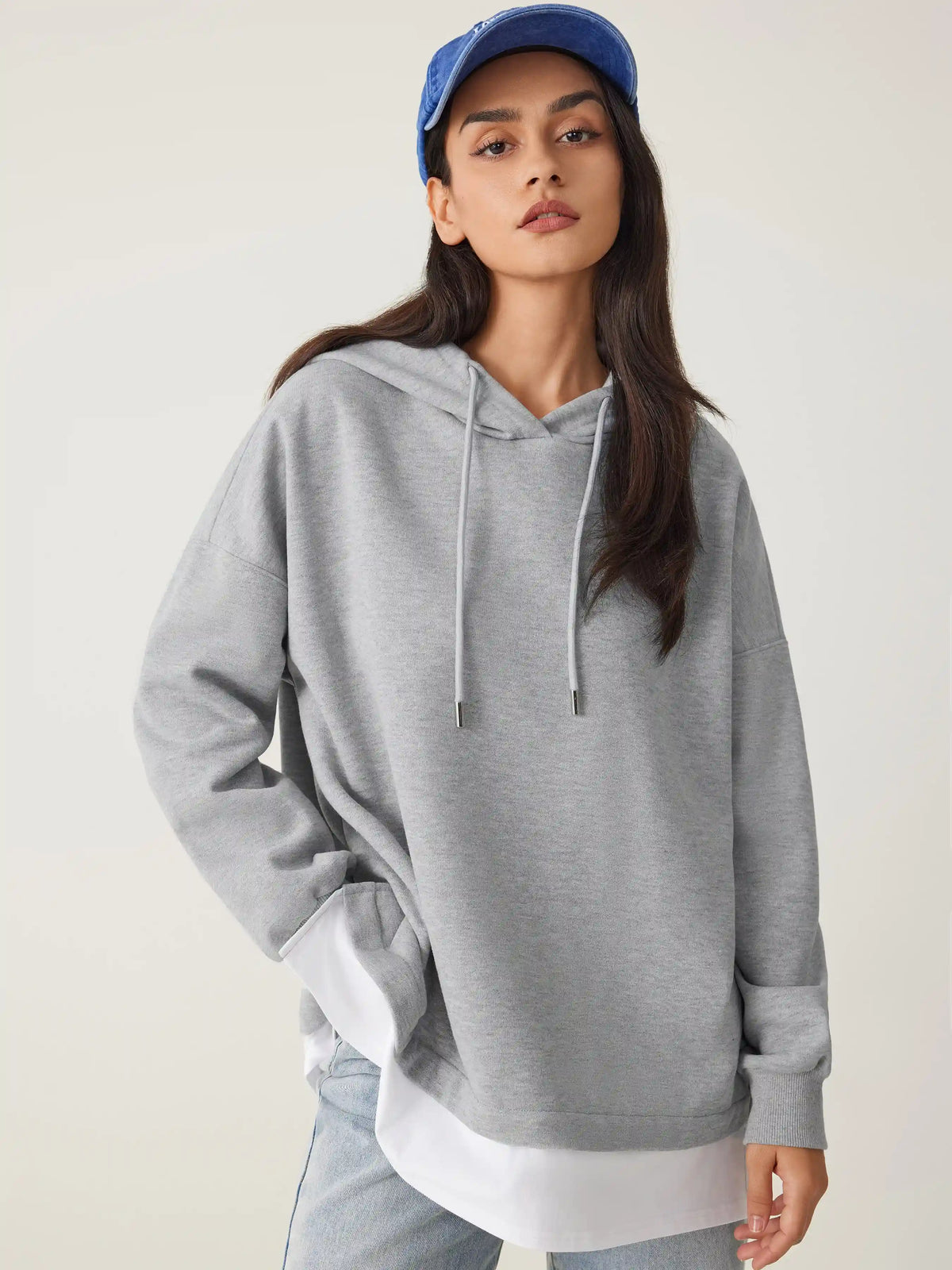 Knit Patchy Drawstring Hoodie