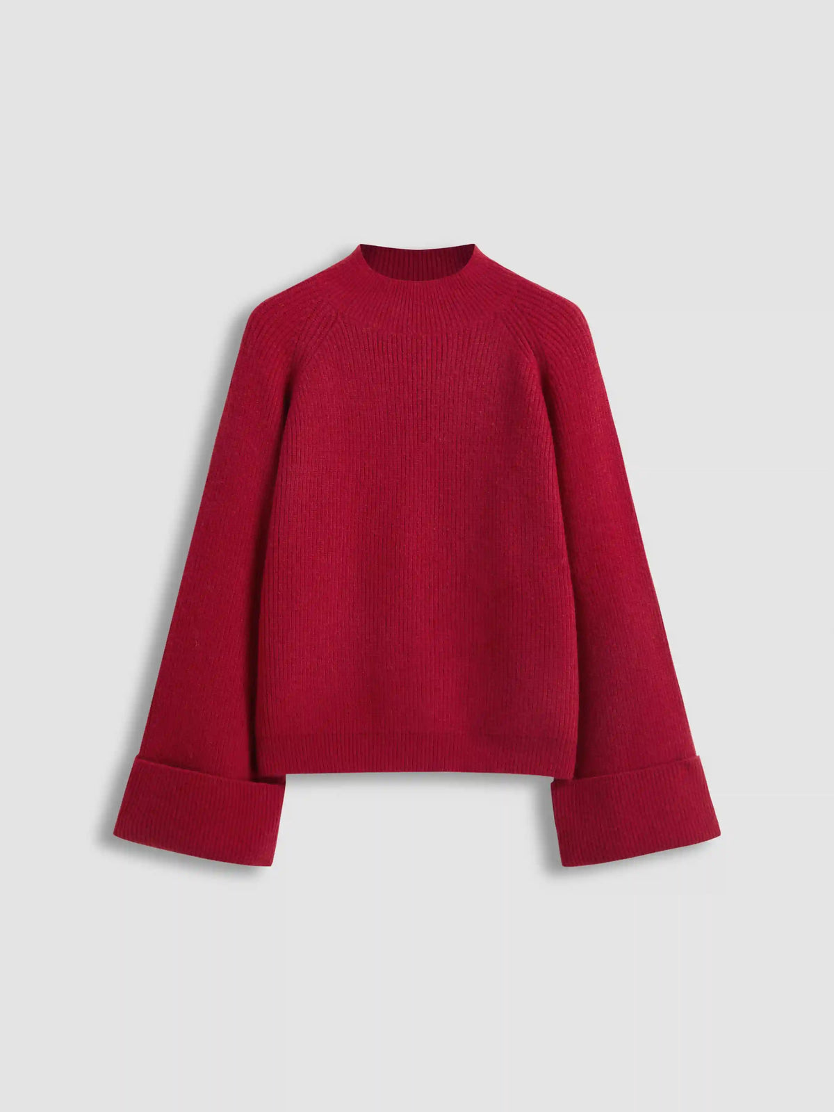 Knit Round Neck Roll Up Sweater