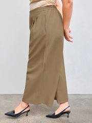 Mid Waist Belted Pocket Wide Leg Trousers Curve & Plus