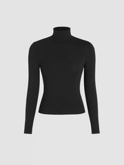 Solid High Neck Jersey Long Sleeve Tee