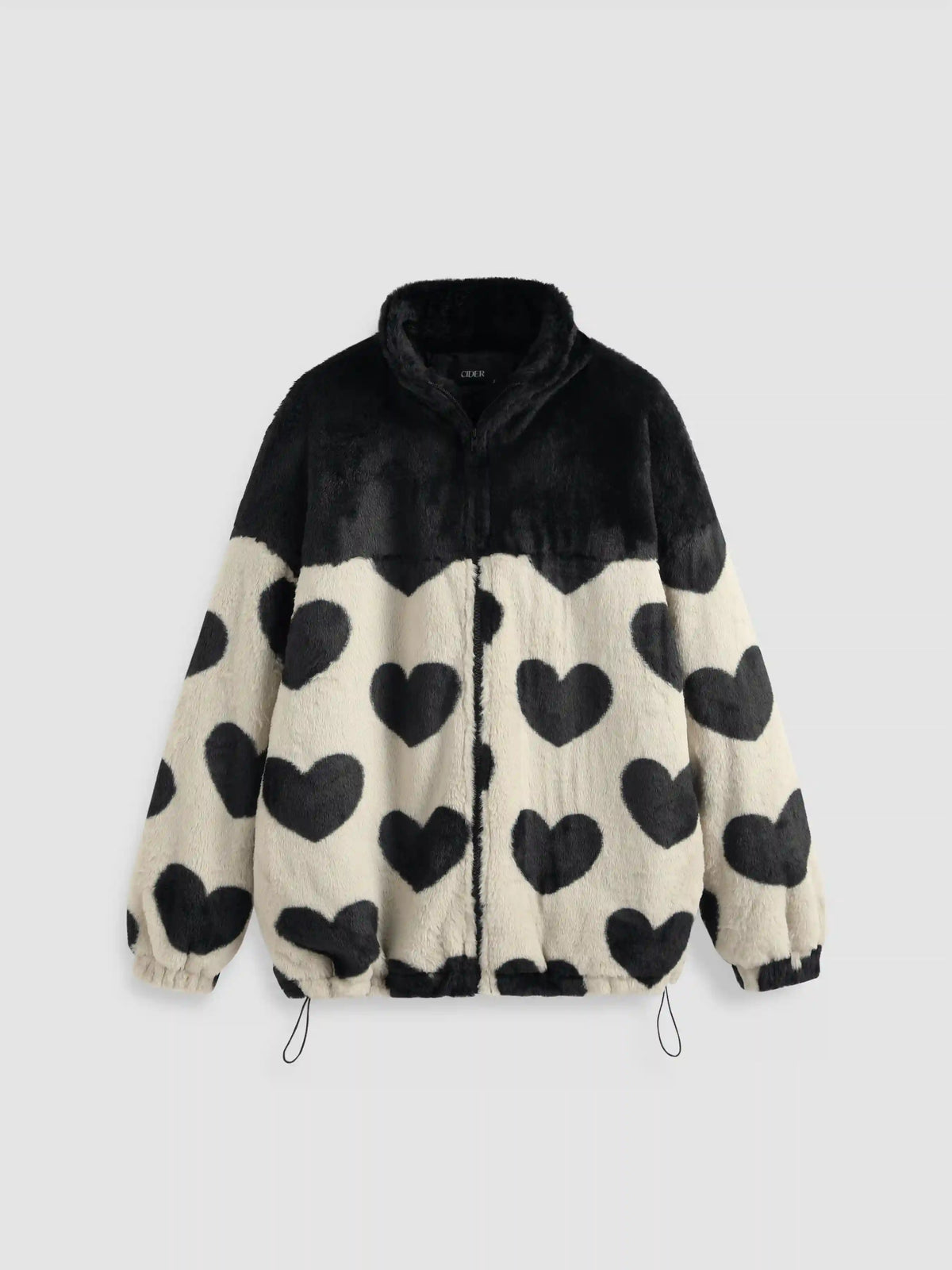 Zip Front Heart Fleece Jacket