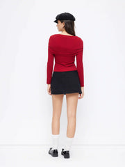 Off-shoulder Long Sleeve Ruched Top