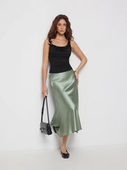 Cowl Neck Twist Ruched Metal Detail Top