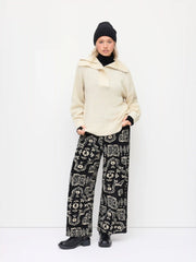 Knit Collar Long Sleeve Zipper Polo Sweater