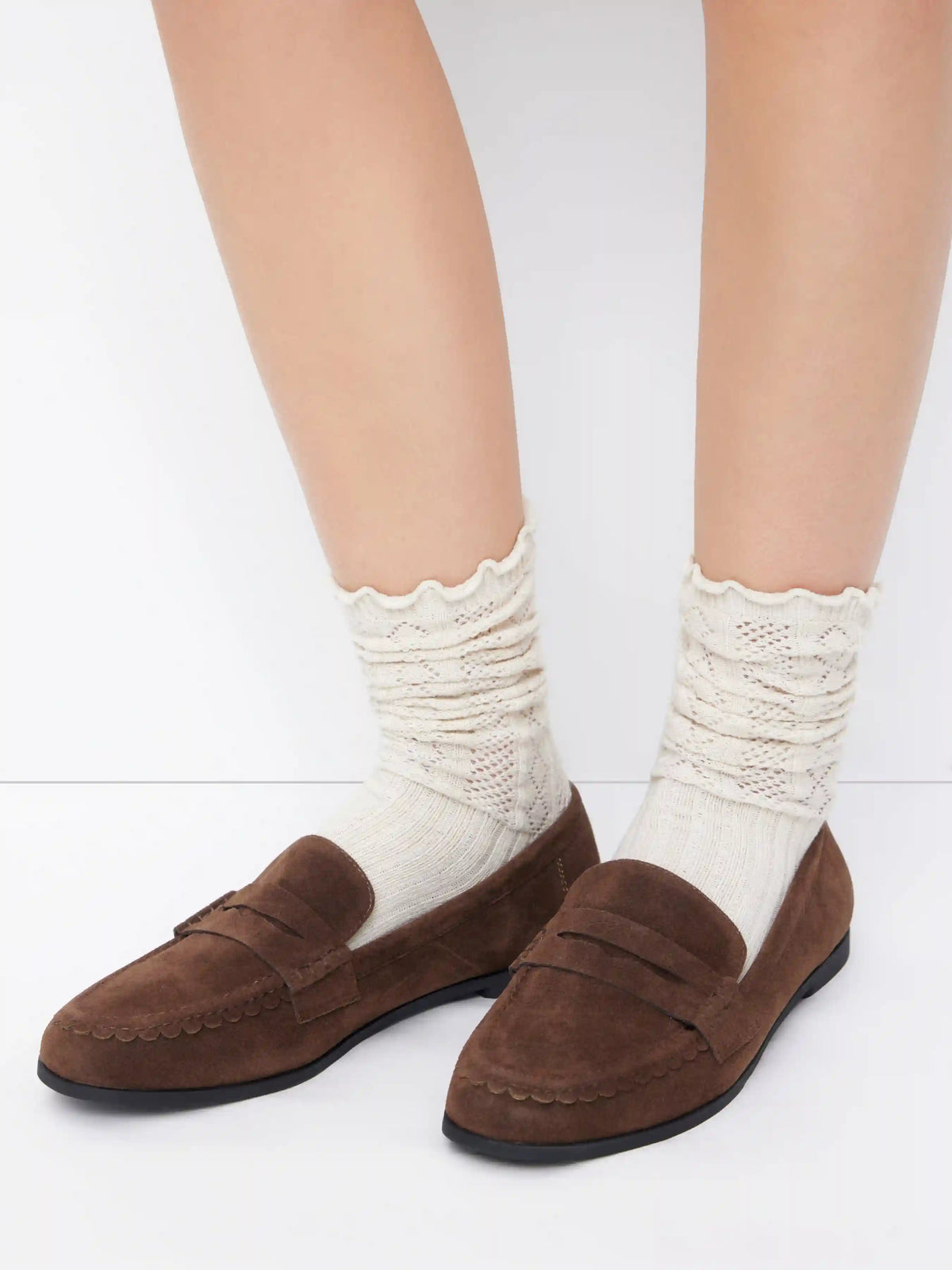 FAUX SUEDE ROUND TOE LOAFERS