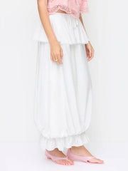 Mid Rise Ruffled Bubble Maxi Skirt