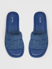 Faux Leather 3D Heart Slide Sandals